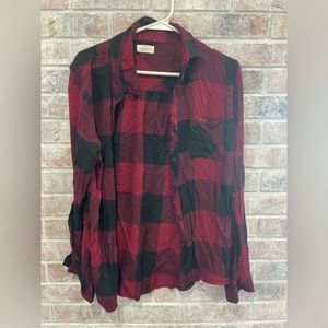 Thread & Supply flannel - maroon and black - size large